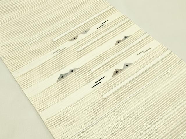 平和屋着物＊夏物　八寸名古屋帯　絽綴れ　霞文　銀糸　正絹　逸品　CABI5379rv