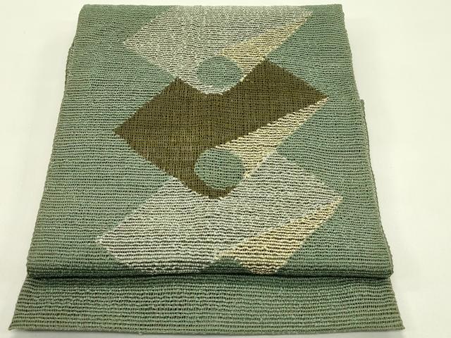 平和屋着物＊夏物　八寸名古屋帯　幾何学文様　正絹　逸品　CABI5380rv