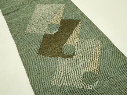 平和屋着物＊夏物　八寸名古屋帯　幾何学文様　正絹　逸品　CABI5380rv