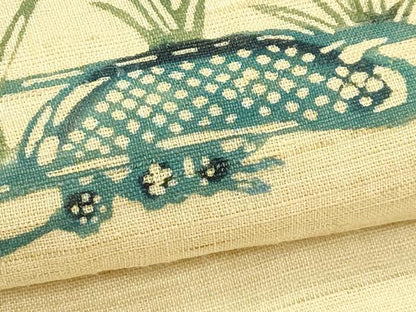 平和屋着物＊夏物　八寸名古屋帯　型染め　杜若　麻　逸品　CABI5382rv