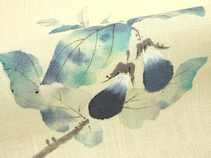 平和屋着物＊夏物　八寸名古屋帯　手描き　成り物　茄子　CABI5383rv