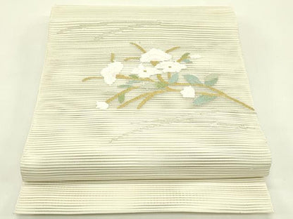 平和屋着物＊夏物　八寸名古屋帯　絽綴れ　枝花文　金銀糸　正絹　逸品　CABI5384rv