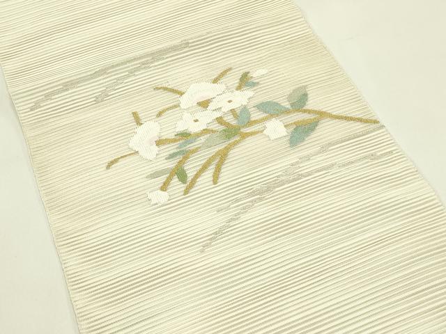平和屋着物＊夏物　八寸名古屋帯　絽綴れ　枝花文　金銀糸　正絹　逸品　CABI5384rv