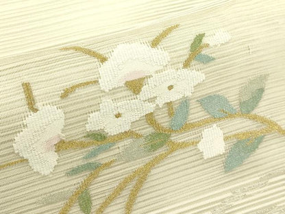 平和屋着物＊夏物　八寸名古屋帯　絽綴れ　枝花文　金銀糸　正絹　逸品　CABI5384rv