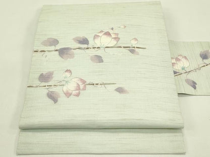 平和屋着物＊夏物　九寸名古屋帯　草花文　麻　逸品　CABI5386rv