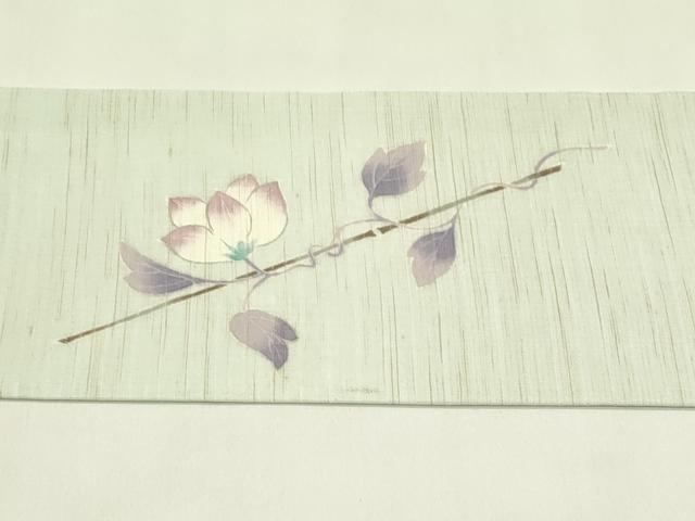 平和屋着物＊夏物　九寸名古屋帯　草花文　麻　逸品　CABI5386rv