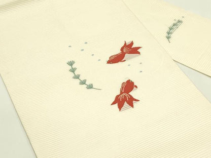 平和屋着物＊夏物　九寸名古屋帯　金魚　正絹　逸品　CABI5390rv