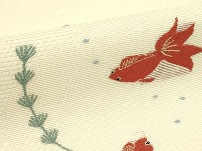 平和屋着物＊夏物　九寸名古屋帯　金魚　正絹　逸品　CABI5390rv