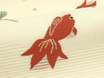 平和屋着物＊夏物　九寸名古屋帯　金魚　正絹　逸品　CABI5390rv
