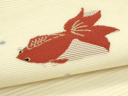 平和屋着物＊夏物　九寸名古屋帯　金魚　正絹　逸品　CABI5390rv