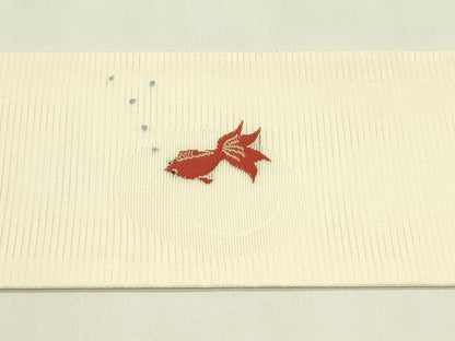 平和屋着物＊夏物　九寸名古屋帯　金魚　正絹　逸品　CABI5390rv