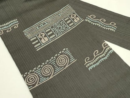 平和屋着物＊夏物　九寸名古屋帯　幾何学文様　正絹　逸品　CABI5391rv