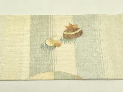 平和屋着物＊夏物　九寸名古屋帯　すくい織　成り物　金銀糸　正絹　逸品　CABI5392rv
