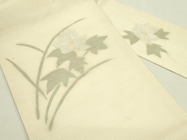 平和屋着物＊夏物　九寸名古屋帯　草花文　金銀彩　正絹　逸品　CABI5400rv