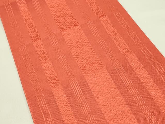平和屋着物＊夏物　本場筑前博多織　八寸名古屋帯　紗献上　赤丹色　正絹　逸品　CABI5406rv