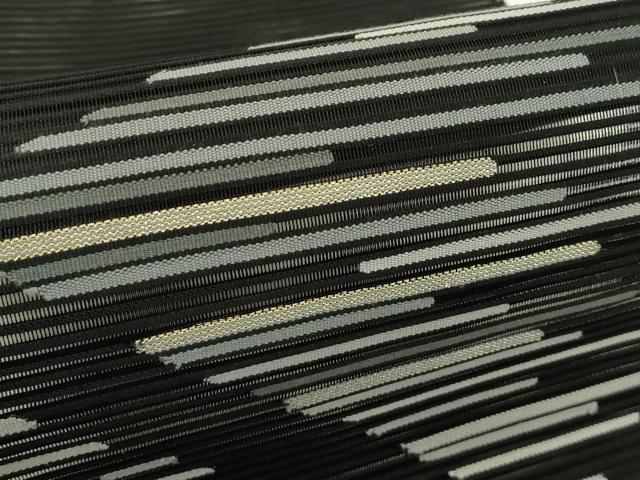 平和屋着物＊夏物　八寸名古屋帯　絽綴れ　霞文　黒地　金糸　正絹　逸品　CABI5414rv