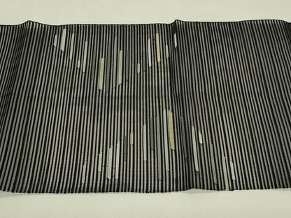 平和屋着物＊夏物　八寸名古屋帯　絽綴れ　霞文　黒地　金糸　正絹　逸品　CABI5414rv