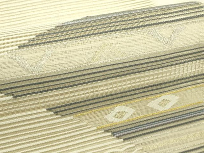 平和屋着物＊夏物　八寸名古屋帯　絽綴れ　菱横段文　金銀糸　正絹　逸品　CABI5415rv