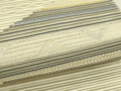 平和屋着物＊夏物　八寸名古屋帯　絽綴れ　菱横段文　金銀糸　正絹　逸品　CABI5415rv