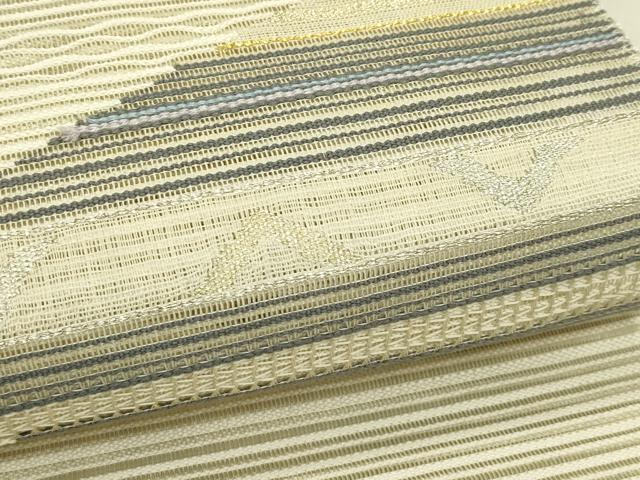 平和屋着物＊夏物　八寸名古屋帯　絽綴れ　菱横段文　金銀糸　正絹　逸品　CABI5415rv