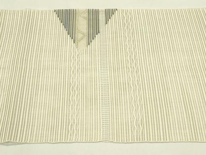 平和屋着物＊夏物　八寸名古屋帯　絽綴れ　菱横段文　金銀糸　正絹　逸品　CABI5415rv