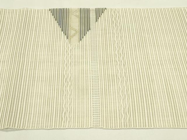 平和屋着物＊夏物　八寸名古屋帯　絽綴れ　菱横段文　金銀糸　正絹　逸品　CABI5415rv