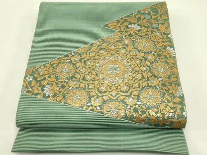 平和屋着物＊夏物　太鼓柄袋帯　総刺繍　絽刺し　区限刺繍　絽綴れ　正倉院花唐草文　金銀糸　正絹　逸品　CABI5419rv
