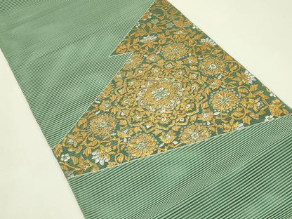 平和屋着物＊夏物　太鼓柄袋帯　総刺繍　絽刺し　区限刺繍　絽綴れ　正倉院花唐草文　金銀糸　正絹　逸品　CABI5419rv