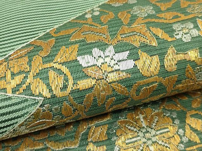 平和屋着物＊夏物　太鼓柄袋帯　総刺繍　絽刺し　区限刺繍　絽綴れ　正倉院花唐草文　金銀糸　正絹　逸品　CABI5419rv