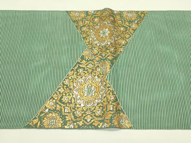 平和屋着物＊夏物　太鼓柄袋帯　総刺繍　絽刺し　区限刺繍　絽綴れ　正倉院花唐草文　金銀糸　正絹　逸品　CABI5419rv