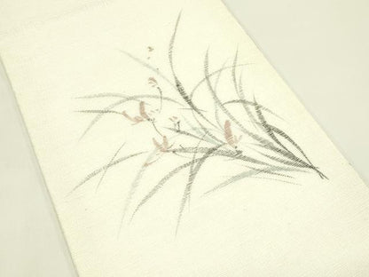 平和屋着物＊夏物　九寸開き名古屋帯　手描き　草花文　正絹　逸品　CABI5422rv