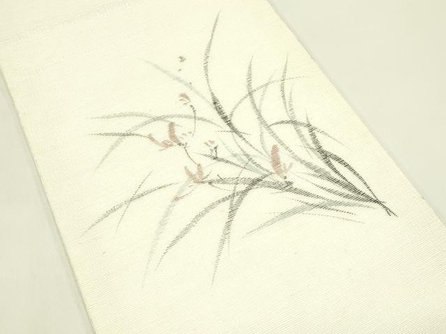 平和屋着物＊夏物　九寸開き名古屋帯　手描き　草花文　正絹　逸品　CABI5422rv