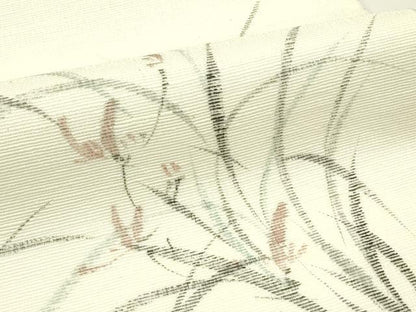平和屋着物＊夏物　九寸開き名古屋帯　手描き　草花文　正絹　逸品　CABI5422rv