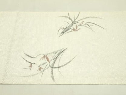 平和屋着物＊夏物　九寸開き名古屋帯　手描き　草花文　正絹　逸品　CABI5422rv