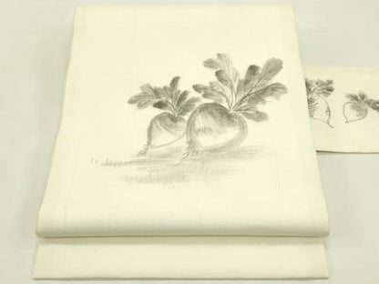 平和屋着物＊夏物　九寸名古屋帯　作家物　手描き　成り物　蕪　正絹　逸品　未使用　CABI5423rv