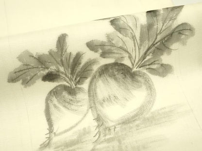 平和屋着物＊夏物　九寸名古屋帯　作家物　手描き　成り物　蕪　正絹　逸品　未使用　CABI5423rv