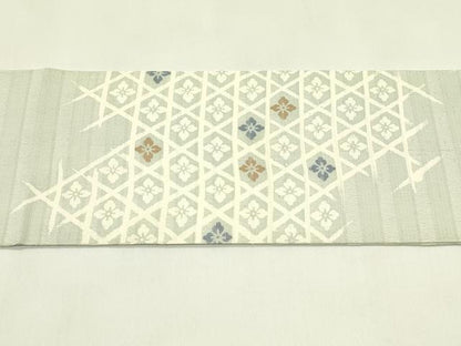 平和屋着物＊夏物　九寸名古屋帯　刺繍　花菱文　金糸　正絹　逸品　CABI5424rv
