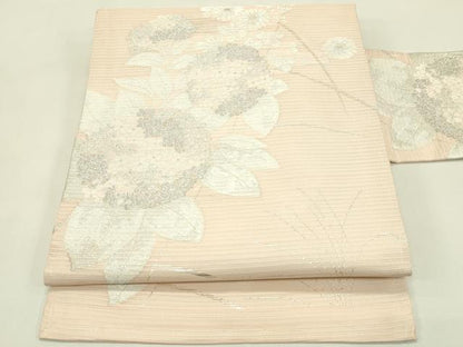 平和屋着物＊夏物　九寸名古屋帯　紫陽花　銀糸　正絹　逸品　未使用　CABI5425rv