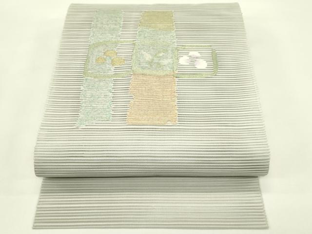 平和屋着物＊夏物　八寸名古屋帯　絽綴れ　草花文　金糸　正絹　逸品　CABI5426rv