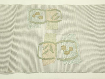 平和屋着物＊夏物　八寸名古屋帯　絽綴れ　草花文　金糸　正絹　逸品　CABI5426rv