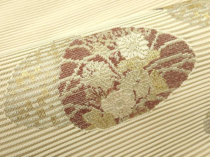 平和屋着物＊夏物　八寸名古屋帯　総刺繍　絽刺し　区限刺繍　貝合わせ花文　金銀糸　正絹　逸品　CABI5428rv