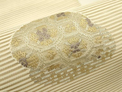 平和屋着物＊夏物　八寸名古屋帯　総刺繍　絽刺し　区限刺繍　貝合わせ花文　金銀糸　正絹　逸品　CABI5428rv