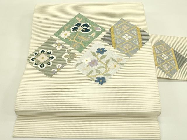 平和屋着物＊夏物　八寸名古屋帯　絽綴れ　菱花文　金銀糸　正絹　逸品　CABI5429rv