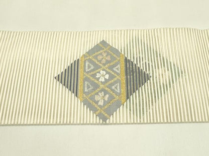 平和屋着物＊夏物　八寸名古屋帯　絽綴れ　菱花文　金銀糸　正絹　逸品　CABI5429rv