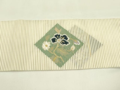 平和屋着物＊夏物　八寸名古屋帯　絽綴れ　菱花文　金銀糸　正絹　逸品　CABI5429rv
