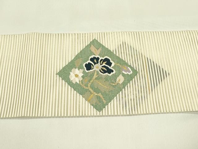 平和屋着物＊夏物　八寸名古屋帯　絽綴れ　菱花文　金銀糸　正絹　逸品　CABI5429rv