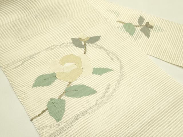 平和屋着物＊夏物　八寸名古屋帯　絽綴れ　枝花文　金糸　正絹　逸品　CABI5430rv