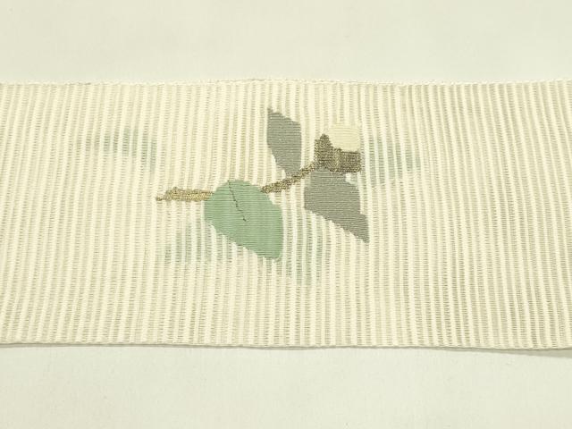 平和屋着物＊夏物　八寸名古屋帯　絽綴れ　枝花文　金糸　正絹　逸品　CABI5430rv