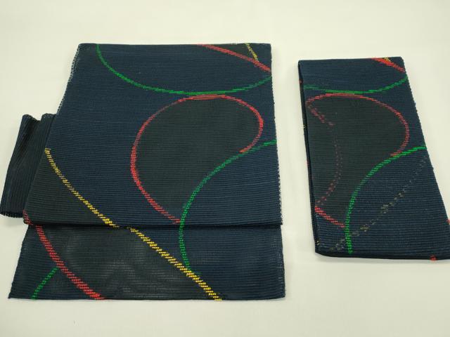 平和屋着物＊夏物　つけ帯　抽象文　正絹　逸品　CABI5433rv