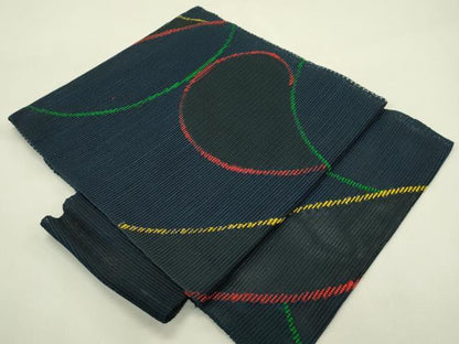 平和屋着物＊夏物　つけ帯　抽象文　正絹　逸品　CABI5433rv